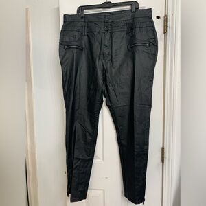 Ladies Black Faux Leather Pants Size 24